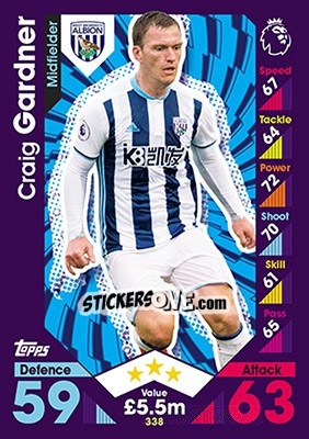 Cromo Craig Gardner - English Premier League 2016-2017. Match Attax - Topps