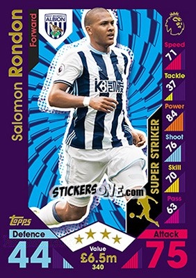 Sticker Salomon Rondon - English Premier League 2016-2017. Match Attax n. 340 - Topps