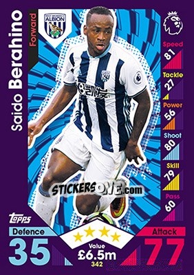 Sticker Saido Berahino - English Premier League 2016-2017. Match Attax - Topps