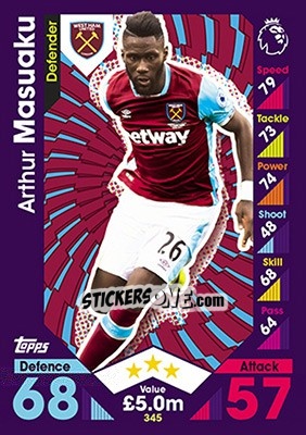 Sticker Arthur Masuaku - English Premier League 2016-2017. Match Attax - Topps