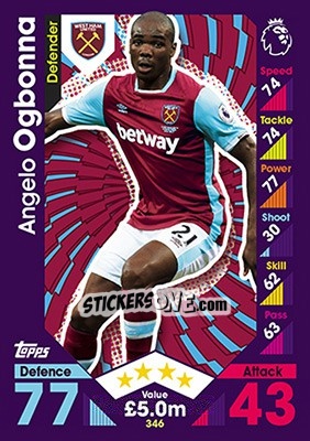 Cromo Angelo Ogbonna - English Premier League 2016-2017. Match Attax - Topps