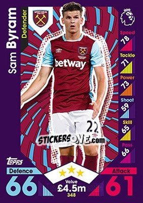 Sticker Sam Byram - English Premier League 2016-2017. Match Attax - Topps