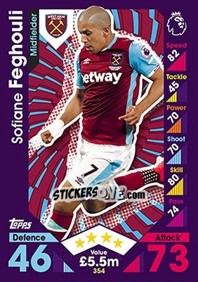 Figurina Sofiane Feghouli - English Premier League 2016-2017. Match Attax - Topps