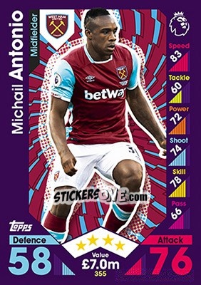 Figurina Michail Antonio - English Premier League 2016-2017. Match Attax - Topps