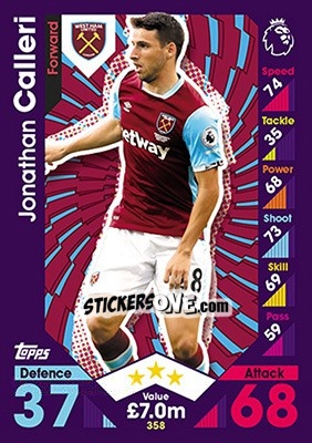 Sticker Jonathan Calleri - English Premier League 2016-2017. Match Attax - Topps