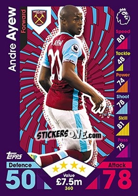 Sticker Andre Ayew - English Premier League 2016-2017. Match Attax n. 360 - Topps