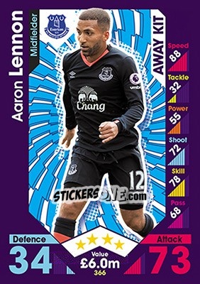 Sticker Aaron Lennon - English Premier League 2016-2017. Match Attax - Topps