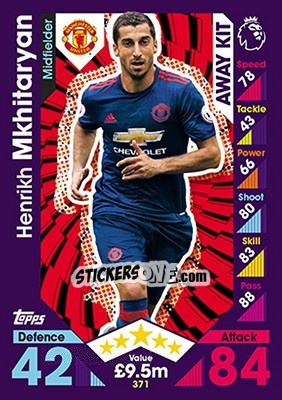 Sticker Henrikh Mkhitaryan - English Premier League 2016-2017. Match Attax n. 371 - Topps