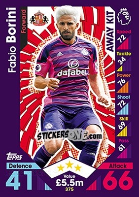 Sticker Fabio Borini - English Premier League 2016-2017. Match Attax - Topps