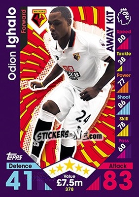 Sticker Odion Ighalo - English Premier League 2016-2017. Match Attax n. 378 - Topps