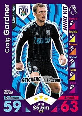 Sticker Craig Gardner - English Premier League 2016-2017. Match Attax - Topps