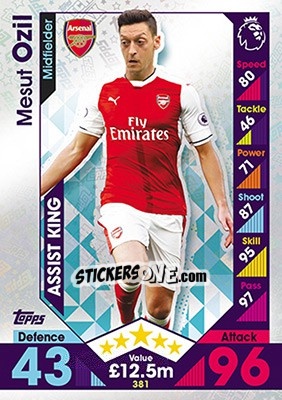 Sticker Mesut Ozil - English Premier League 2016-2017. Match Attax n. 381 - Topps