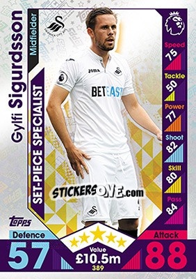 Sticker Gylfi Sigurdsson - English Premier League 2016-2017. Match Attax n. 389 - Topps