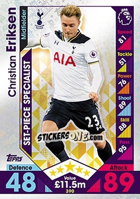 Figurina Christian Eriksen - English Premier League 2016-2017. Match Attax - Topps