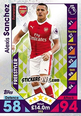 Sticker Alexis Sanchez - English Premier League 2016-2017. Match Attax n. 393 - Topps