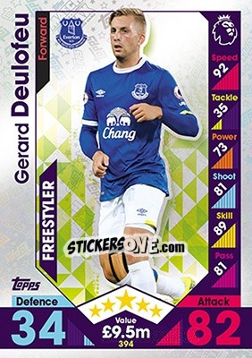 Sticker Gerard Deulofeu - English Premier League 2016-2017. Match Attax n. 394 - Topps