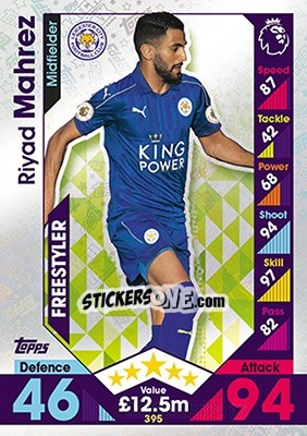 Sticker Riyad Mahrez - English Premier League 2016-2017. Match Attax n. 395 - Topps