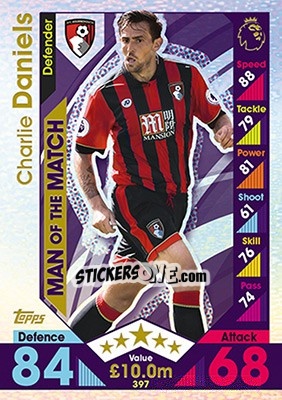 Sticker Charlie Daniels - English Premier League 2016-2017. Match Attax - Topps