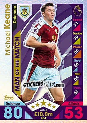 Sticker Michael Keane - English Premier League 2016-2017. Match Attax - Topps