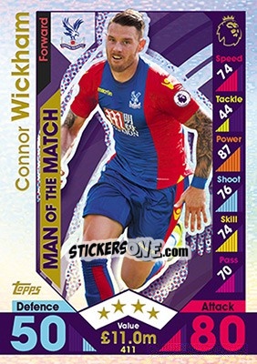 Cromo Connor Wickham - English Premier League 2016-2017. Match Attax - Topps