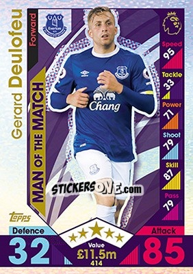 Sticker Gerard Deulofeu - English Premier League 2016-2017. Match Attax n. 414 - Topps