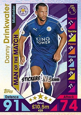 Cromo Danny Drinkwater - English Premier League 2016-2017. Match Attax - Topps