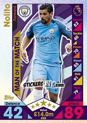 Figurina Nolito - English Premier League 2016-2017. Match Attax - Topps