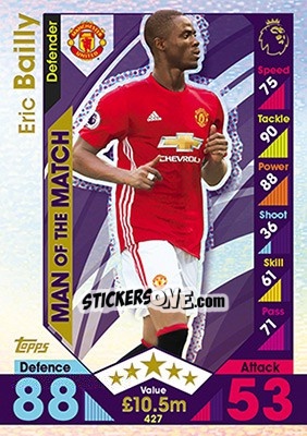 Cromo Eric Bailly - English Premier League 2016-2017. Match Attax - Topps