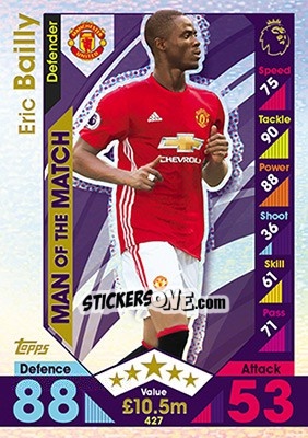 Sticker Eric Bailly - English Premier League 2016-2017. Match Attax n. 427 - Topps