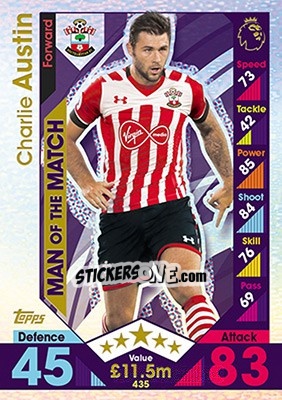 Sticker Charlie Austin - English Premier League 2016-2017. Match Attax - Topps