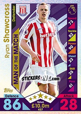 Sticker Ryan Shawcross - English Premier League 2016-2017. Match Attax - Topps
