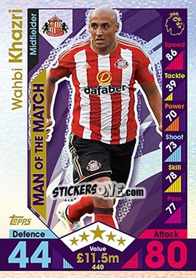 Sticker Wahbi Khazri - English Premier League 2016-2017. Match Attax n. 440 - Topps