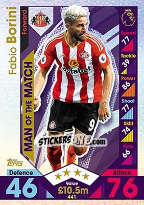 Cromo Fabio Borini - English Premier League 2016-2017. Match Attax - Topps