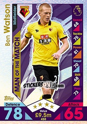 Cromo Ben Watson - English Premier League 2016-2017. Match Attax - Topps