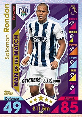 Sticker Salomon Rondon - English Premier League 2016-2017. Match Attax n. 453 - Topps