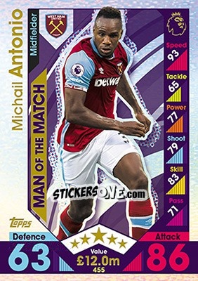 Figurina Michail Antonio - English Premier League 2016-2017. Match Attax - Topps