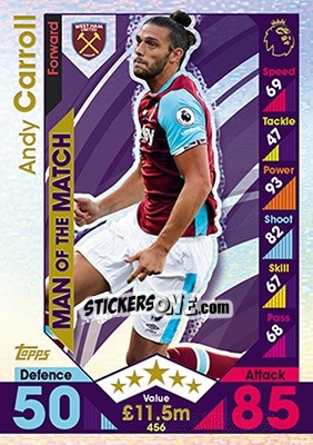 Cromo Andy Carroll - English Premier League 2016-2017. Match Attax - Topps