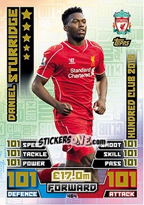 Sticker Daniel Sturridge - English Premier League 2016-2017. Match Attax n. 464 - Topps