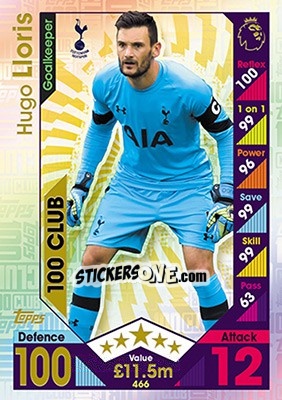 Sticker Hugo Lloris - English Premier League 2016-2017. Match Attax n. 466 - Topps