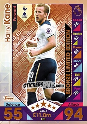 Sticker Harry Kane - English Premier League 2016-2017. Match Attax n. LE1b - Topps