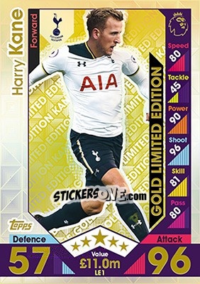 Sticker Harry Kane - English Premier League 2016-2017. Match Attax n. LE1g - Topps