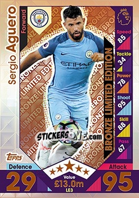 Sticker Sergio Aguero - English Premier League 2016-2017. Match Attax - Topps