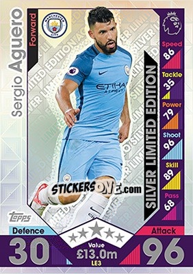 Figurina Sergio Aguero - English Premier League 2016-2017. Match Attax - Topps