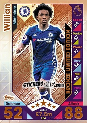 Sticker Willian - English Premier League 2016-2017. Match Attax n. LE4b - Topps