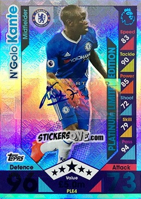 Sticker N'golo Kante - English Premier League 2016-2017. Match Attax n. LE4p - Topps