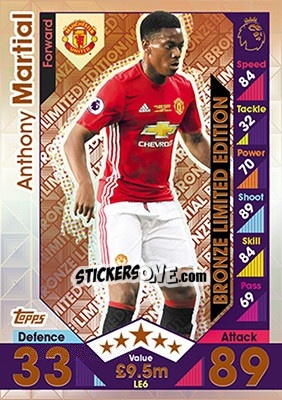 Sticker Anthony Martial - English Premier League 2016-2017. Match Attax n. LE6b - Topps