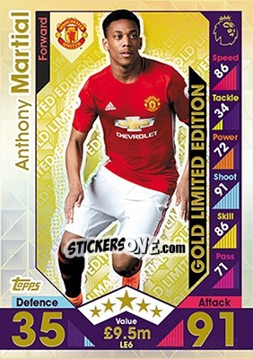 Sticker Anthony Martial - English Premier League 2016-2017. Match Attax n. LE6g - Topps