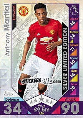 Sticker Anthony Martial - English Premier League 2016-2017. Match Attax n. LE6s - Topps