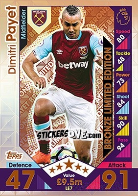 Sticker Dimitri Payet - English Premier League 2016-2017. Match Attax - Topps