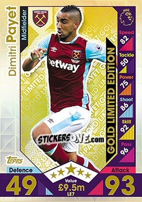 Cromo Dimitri Payet - English Premier League 2016-2017. Match Attax - Topps